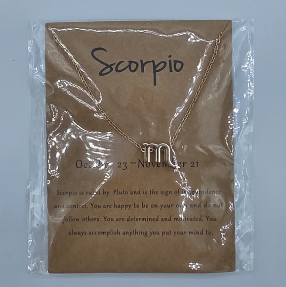 Scorpio Gold Toned Zodiac Necklace - Picture 2 of 5